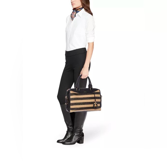 Lauren Ralph Lauren Cornwall Straw Satchel NEW! - Picture 2 of 8